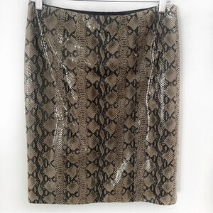 Eccoci Leather Snake Print Pencil Skirt Knee Length 4 Python Animal Lux Classy